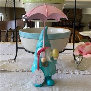 Gnome with🌈umbrella/holding🐣egg spring decor🐰🐣
